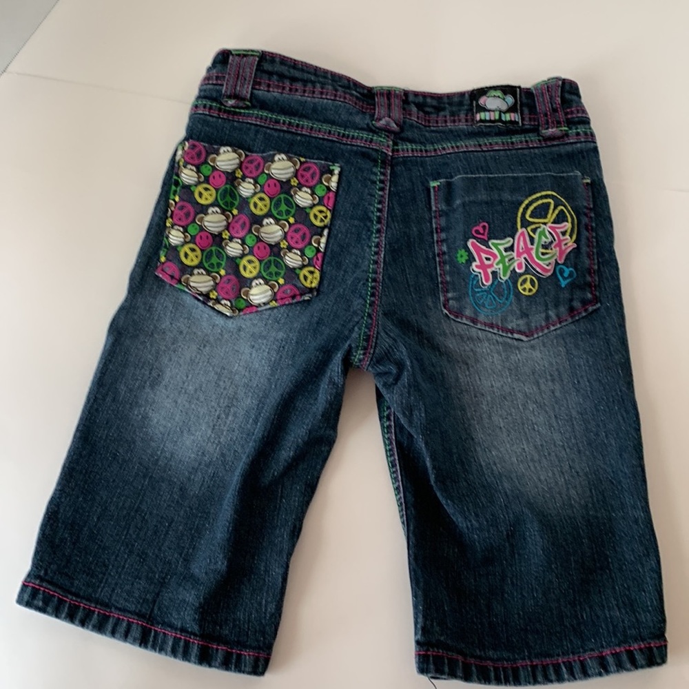 Bobby Jack Brand Girls shorts, size 14, w/ Bobby Jack embroidery and symbols